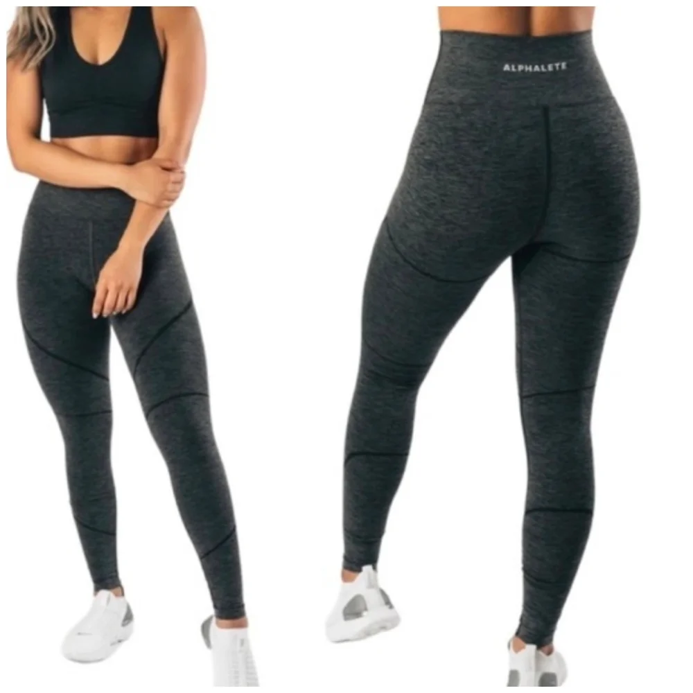 Alphalete Women's Gray High-Waisted Leggings - Picture 4 of 5